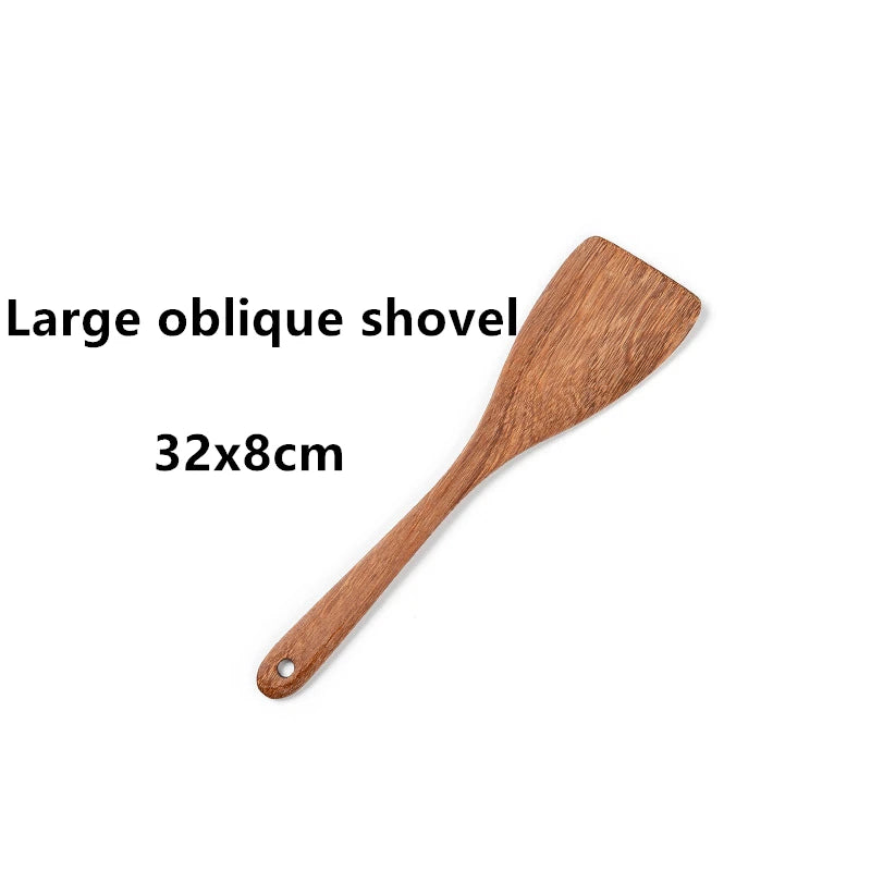 Non-stick Turner Natural Wooden Spatula Cooking Set Soup Ladle Japanese Long Kitchen Utensils New Food Shovel Scoop Stirrining