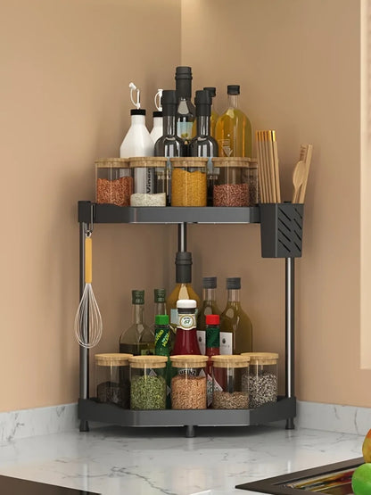 Kitchen Seasoning Shelf Spice Countertop Corner Stands Easy To Clean Space Saving Chopstick Organizer Housewear & Furnishings