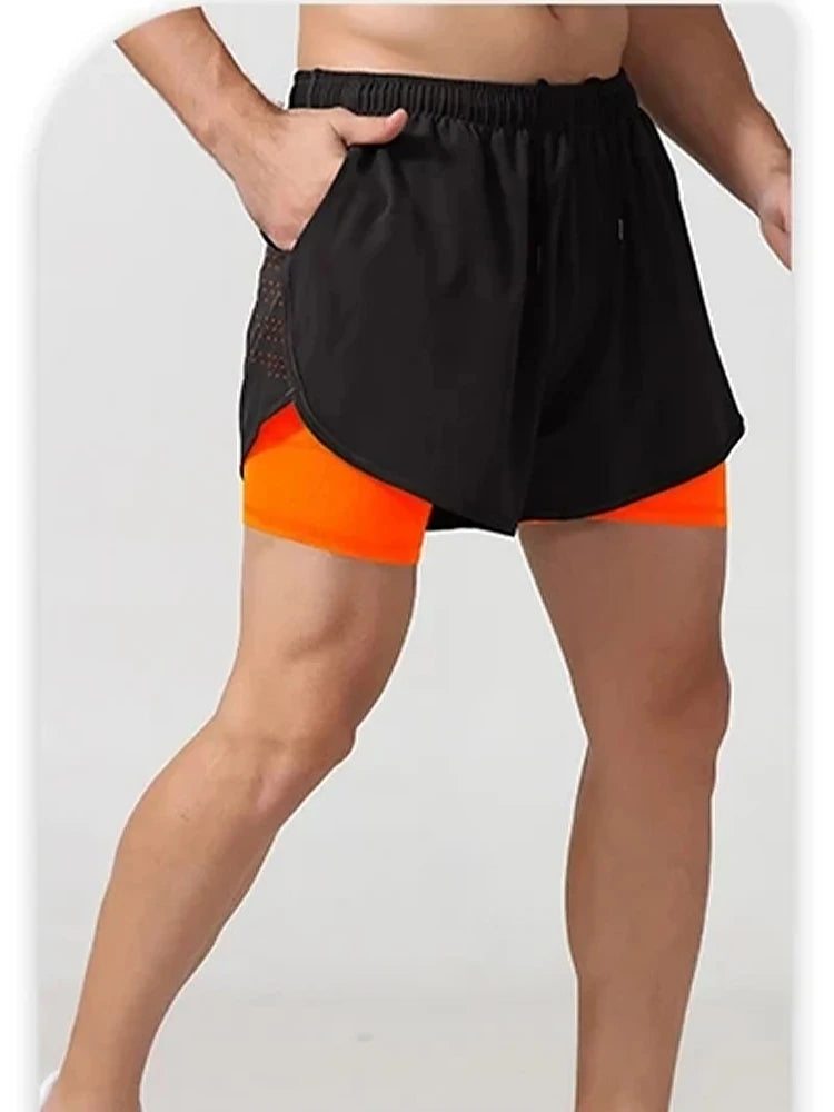 Men's Running Shorts 2025 New Release Gym Fitness 2-in-1 Exercise Summer Quick Dry Trendy Personalized Running Shorts