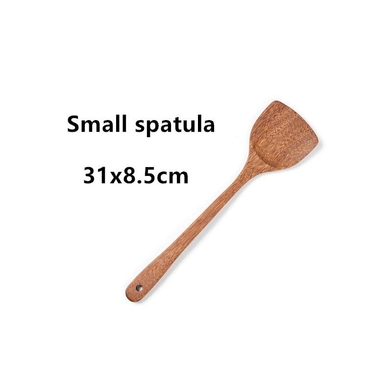 Non-stick Turner Natural Wooden Spatula Cooking Set Soup Ladle Japanese Long Kitchen Utensils New Food Shovel Scoop Stirrining