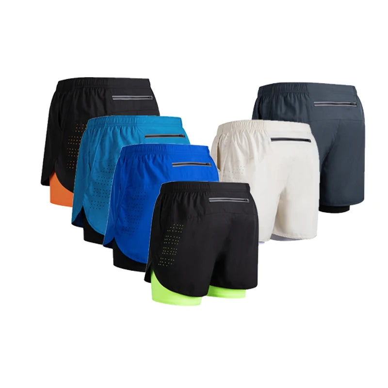 Men's Running Shorts 2025 New Release Gym Fitness 2-in-1 Exercise Summer Quick Dry Trendy Personalized Running Shorts