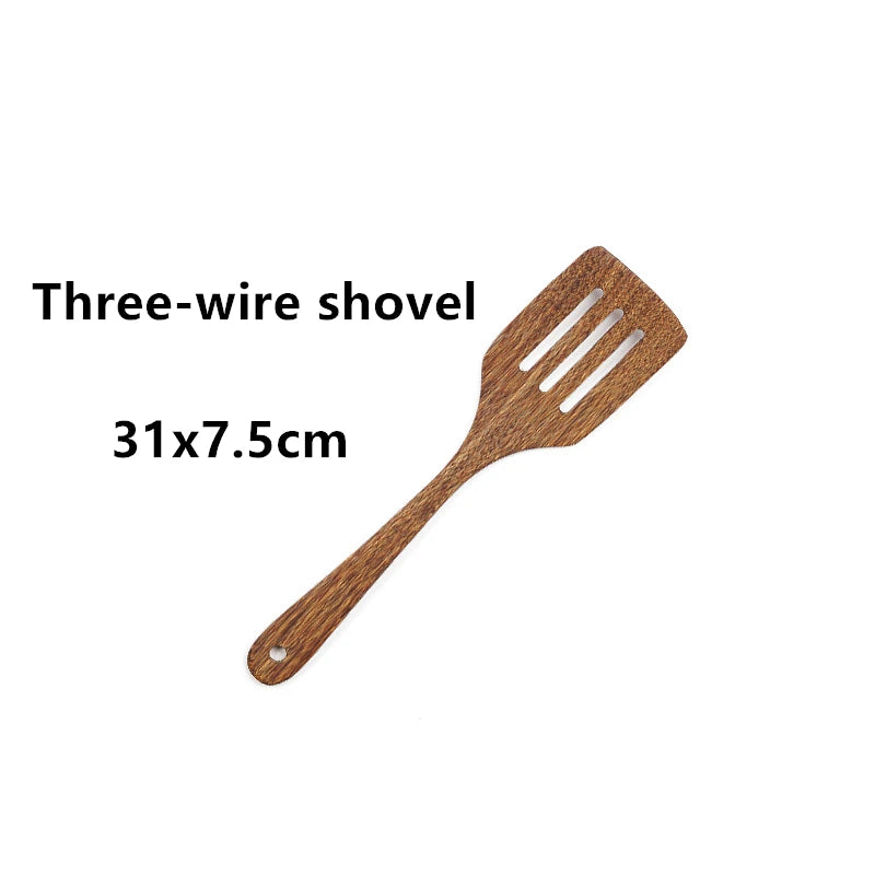 Non-stick Turner Natural Wooden Spatula Cooking Set Soup Ladle Japanese Long Kitchen Utensils New Food Shovel Scoop Stirrining