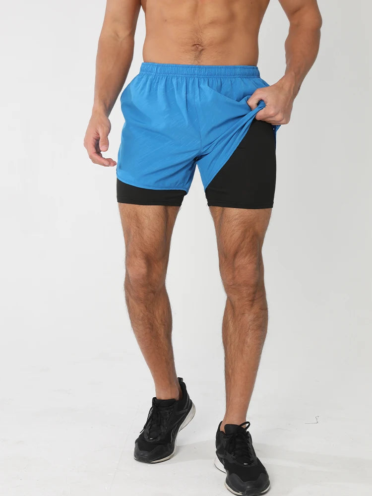 Men's Running Shorts 2025 New Release Gym Fitness 2-in-1 Exercise Summer Quick Dry Trendy Personalized Running Shorts