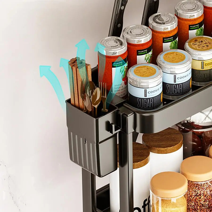 Kitchen Storage Rack, Multi-Purpose Spice Organizer, Countertop Utensil Holder for Knives, Chopsticks, Oil, Salt, Soy Sauce, Vin