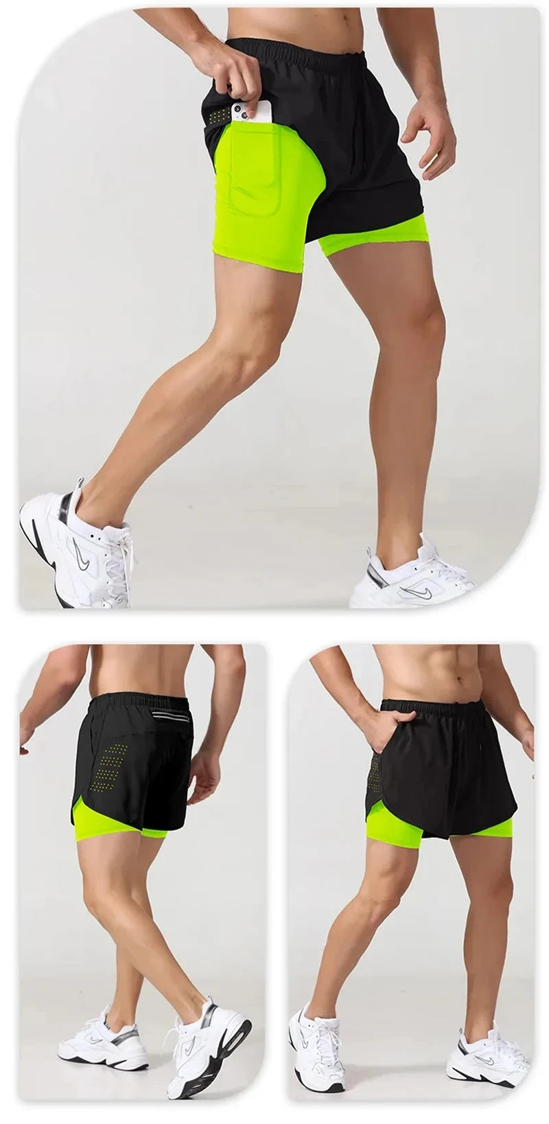 Men's Running Shorts 2025 New Release Gym Fitness 2-in-1 Exercise Summer Quick Dry Trendy Personalized Running Shorts