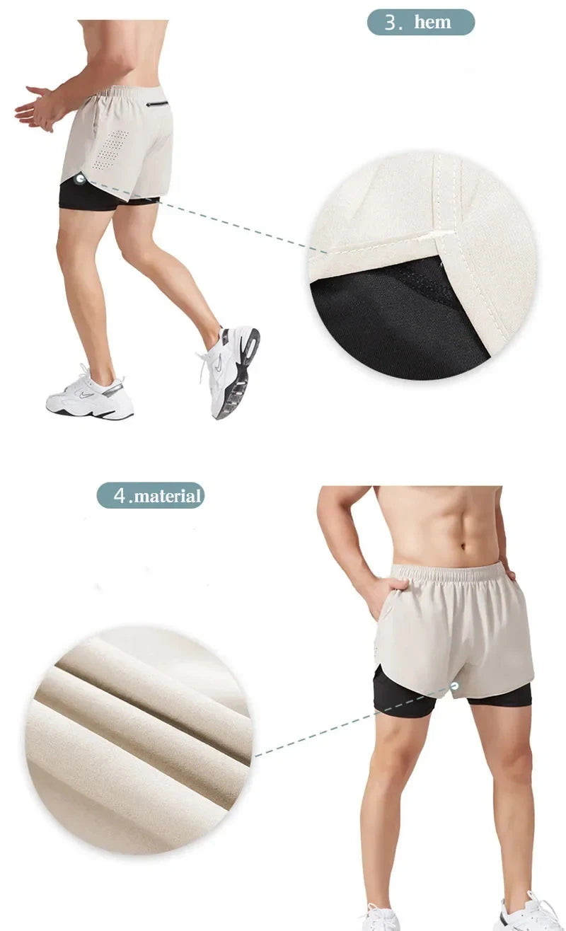 Men's Running Shorts 2025 New Release Gym Fitness 2-in-1 Exercise Summer Quick Dry Trendy Personalized Running Shorts